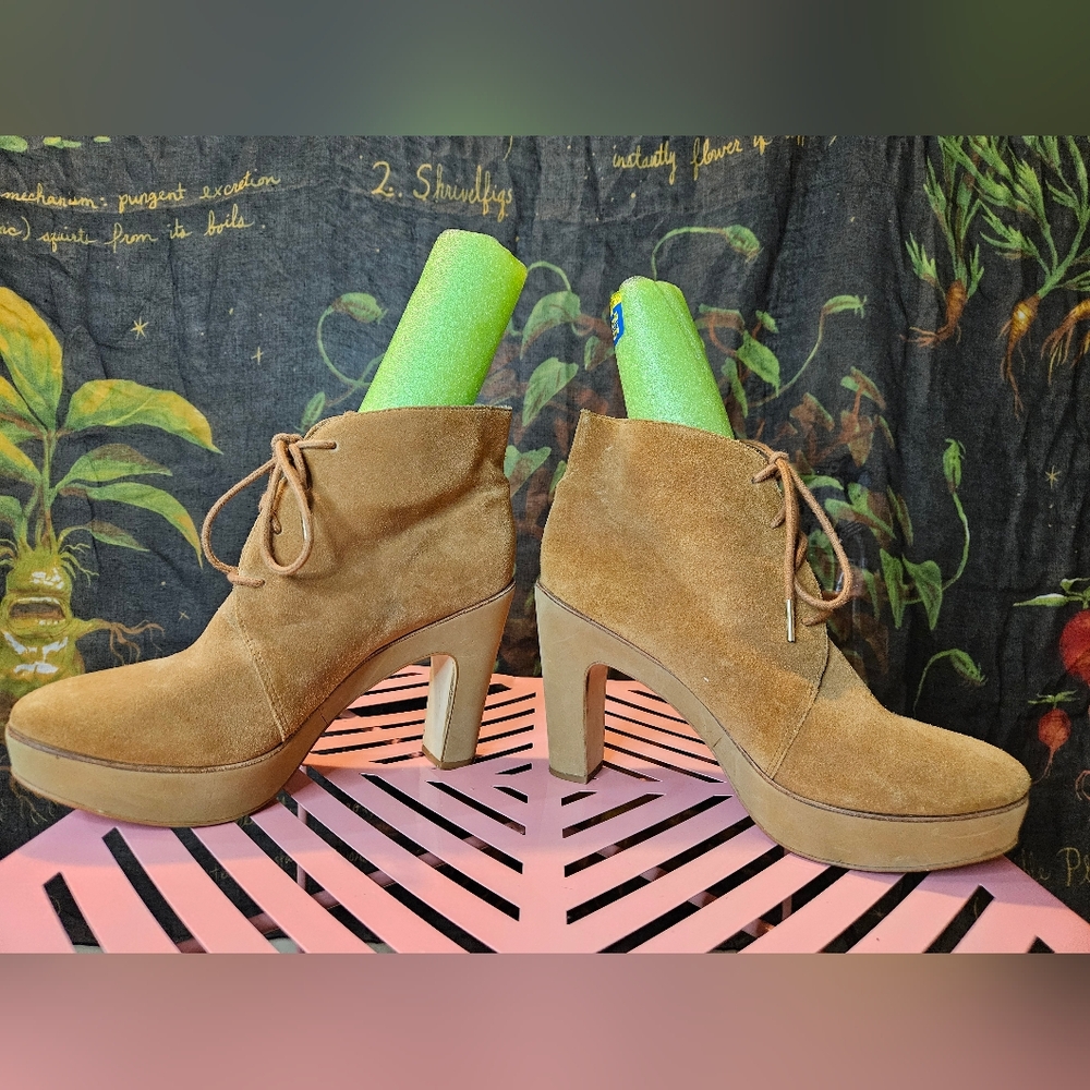 Michael Kors Suede Tie String Booties Tan Size 10